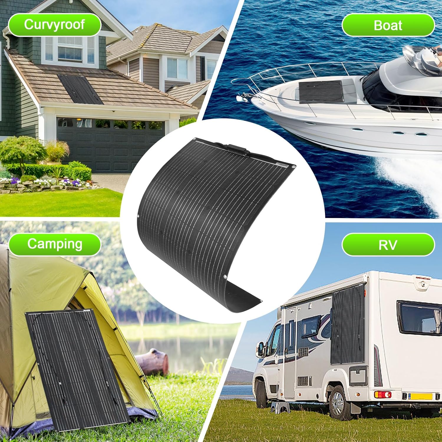 100W ETFE Flexible Solar Panel Portable Roof Boat Balcony 25