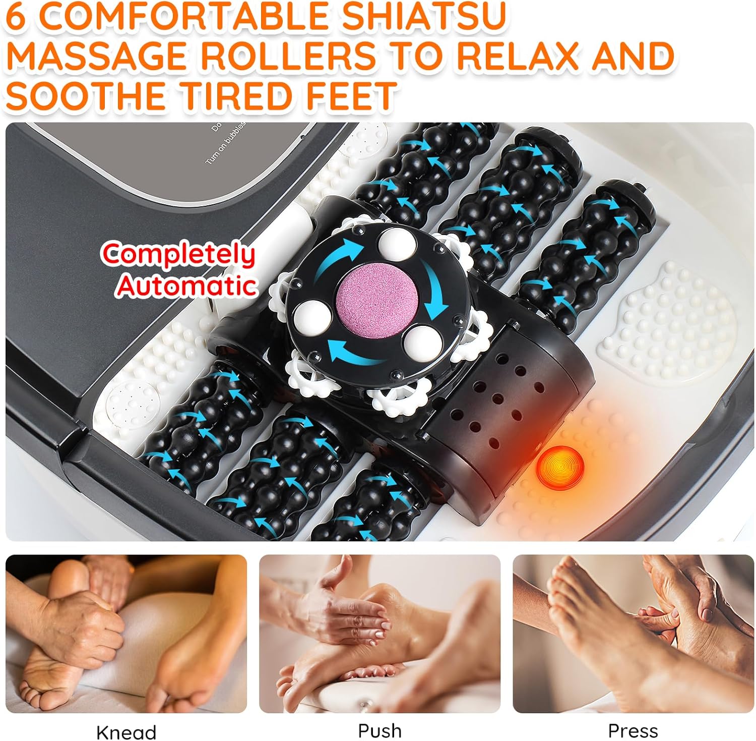 Foot Spa Massager Heat Bubble Shiatsu Rollers Pedicure Bath