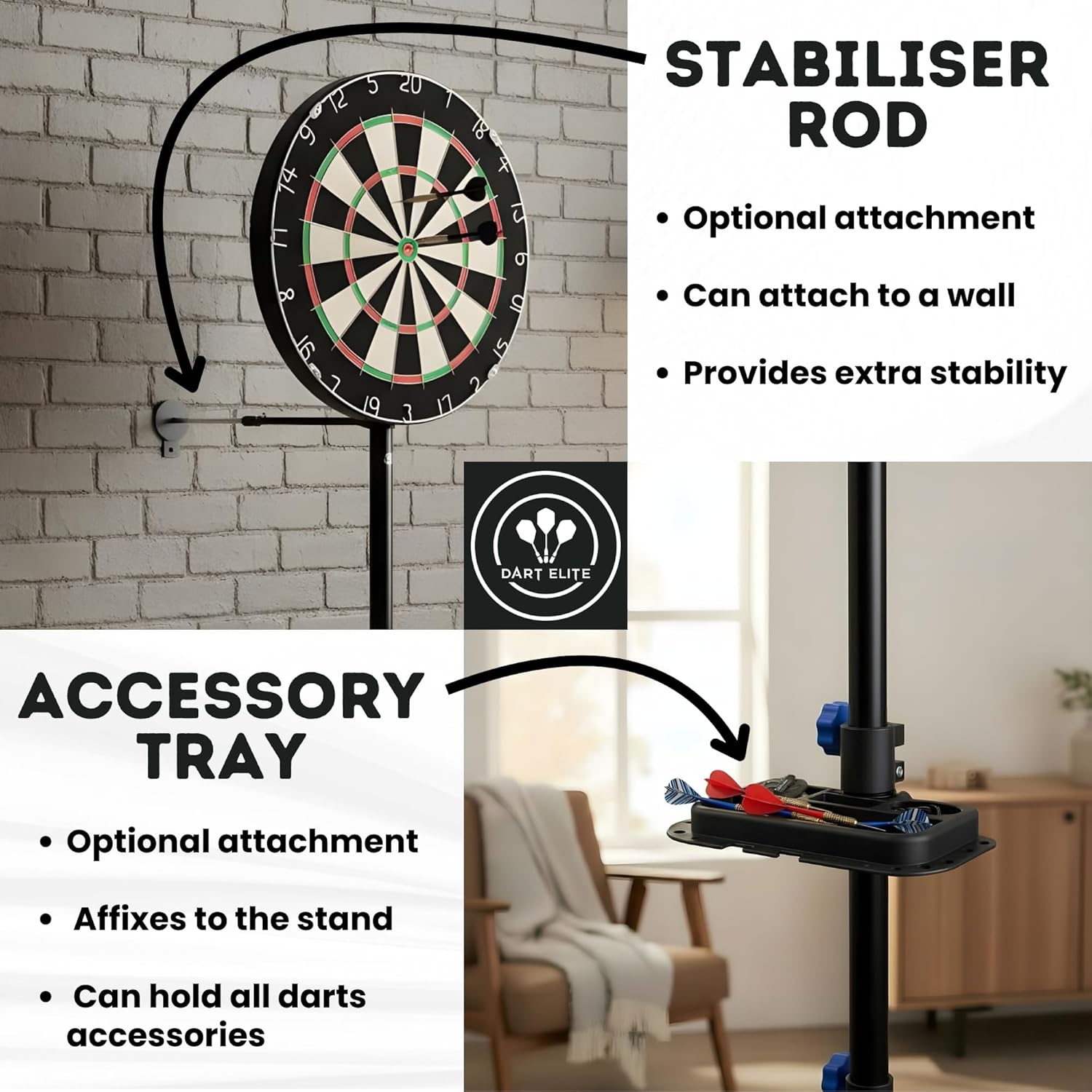 Dart Board Stand Portable 4 Leg Stable Base Tray Metal Indoor