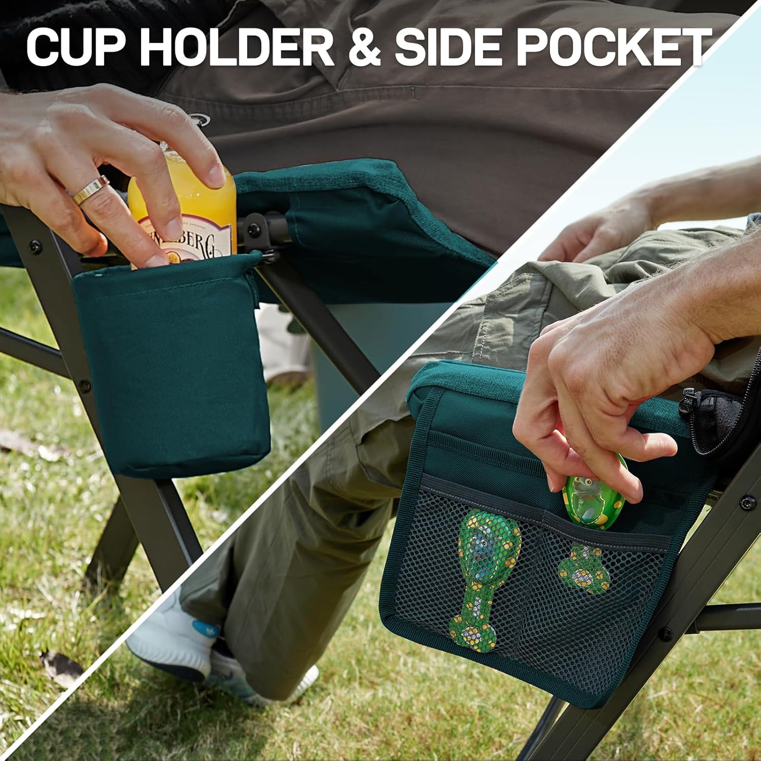 Luxury Reclining Camping Chair High Back Green 150kg