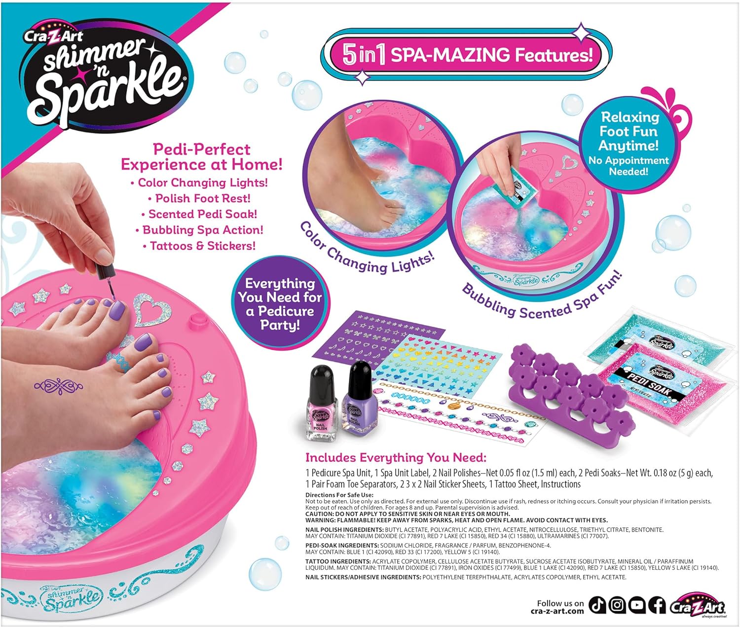 Kids Foot Spa Pedicure Kit Light Up Salon Foot Bath 5 in 1