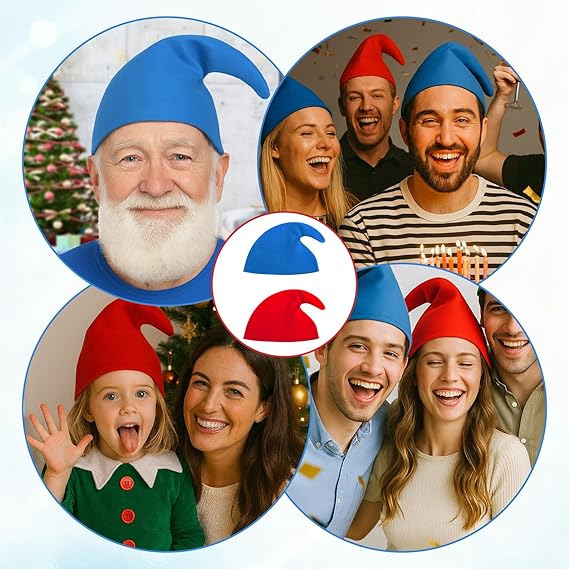 2 Pack Christmas Gnome Hats Santa Costume Party Cosplay Accessories