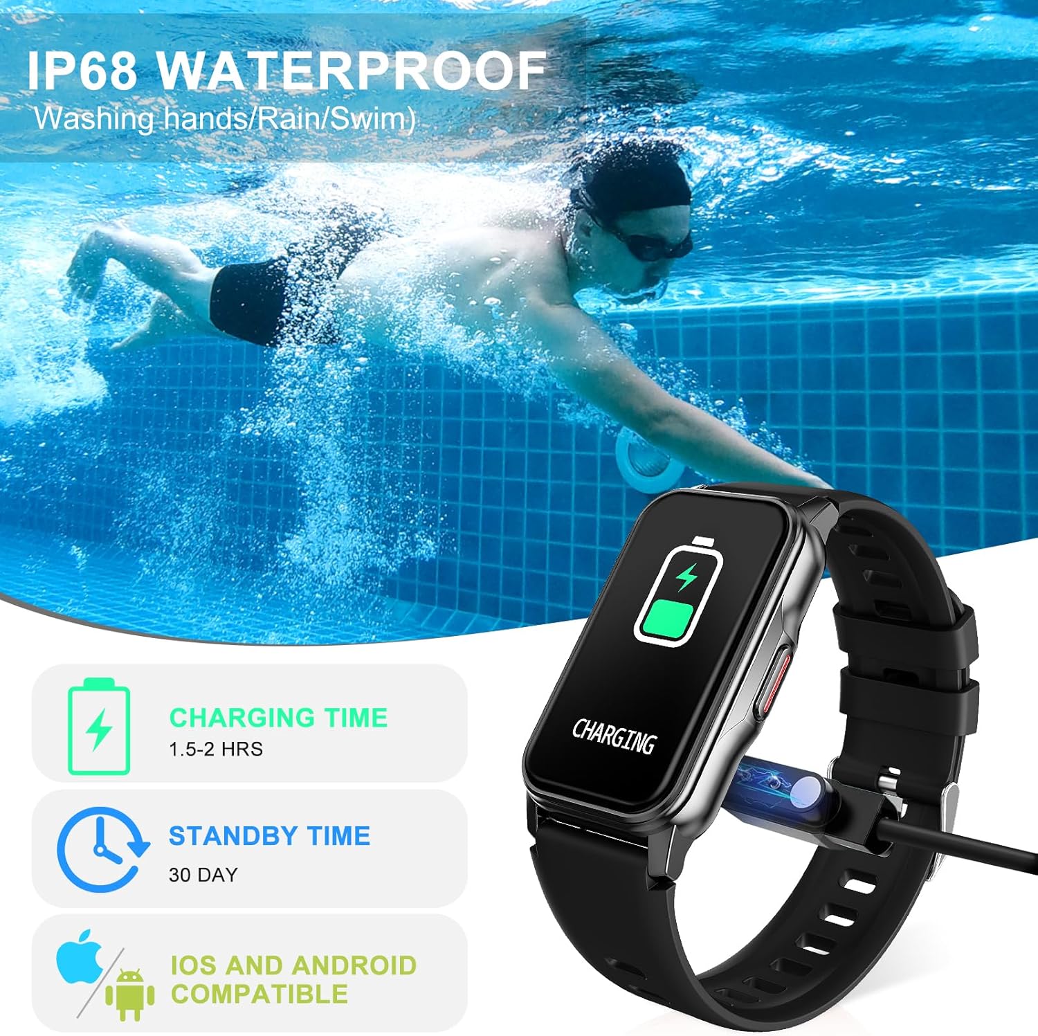 Fitness Tracker Heart Rate Sleep Blood Oxygen Watch