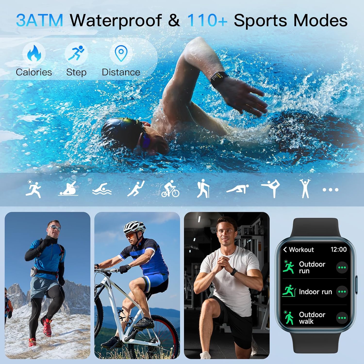 Smart Watch Bluetooth Calling Alexa 120 Sports Waterproof