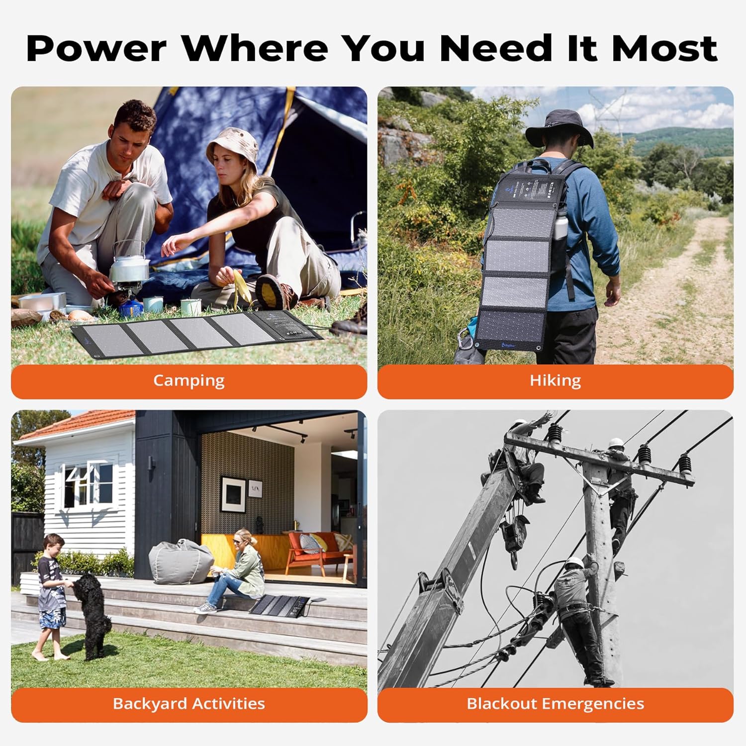 28W Foldable Solar Charger 3 USB Ports Waterproof Fast Charge