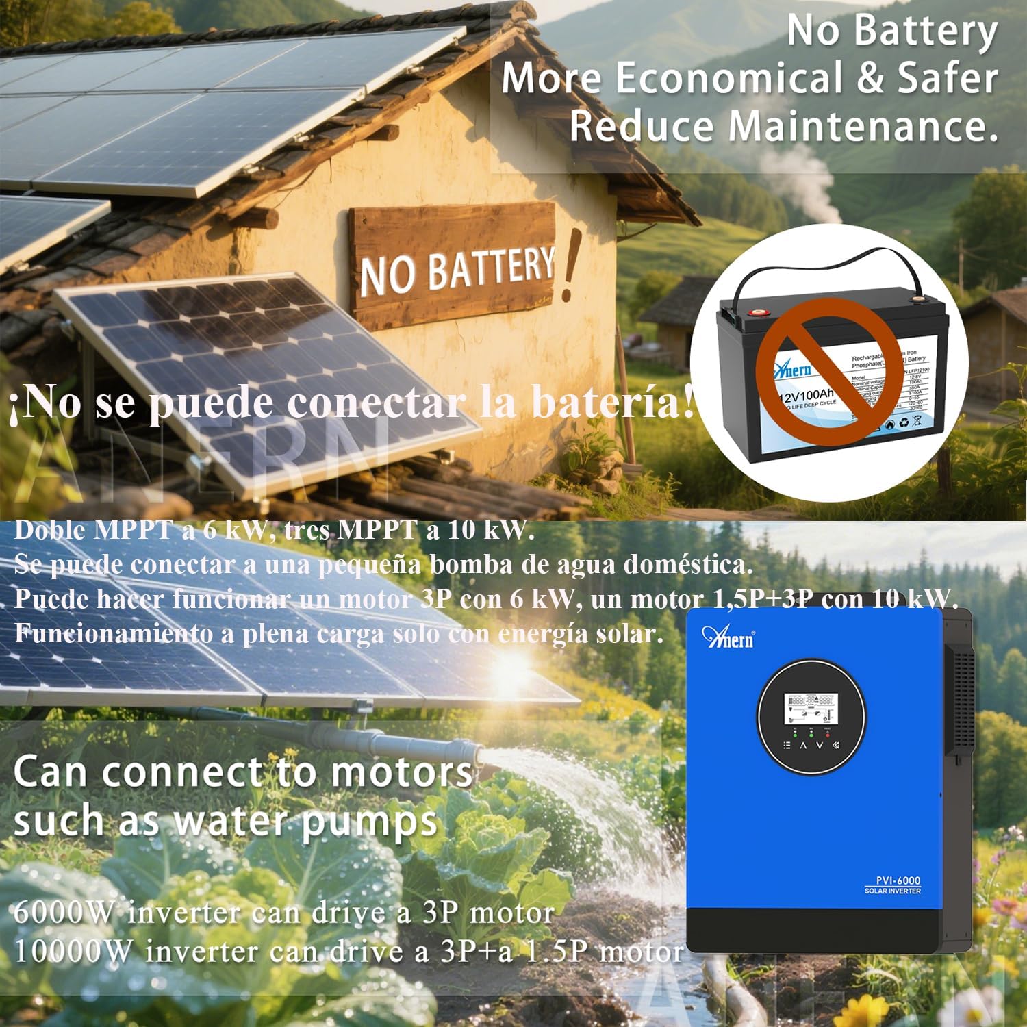6KW Solar Inverter 220V 240V Dual MPPT Pure Sine Wave