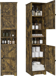 Tall Bathroom Storage Cabinet Slim Adjustable Shelf Retro