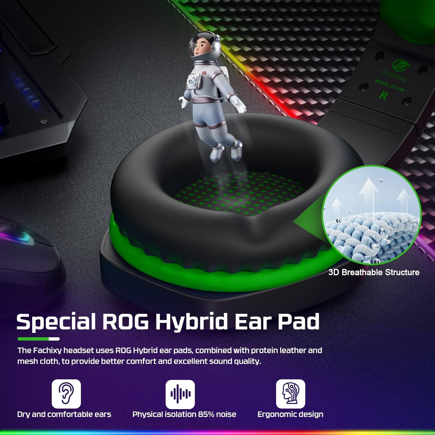 Gaming Headset with Mic 50mm Drivers RGB 3.5mm for PS5 PC Xbox