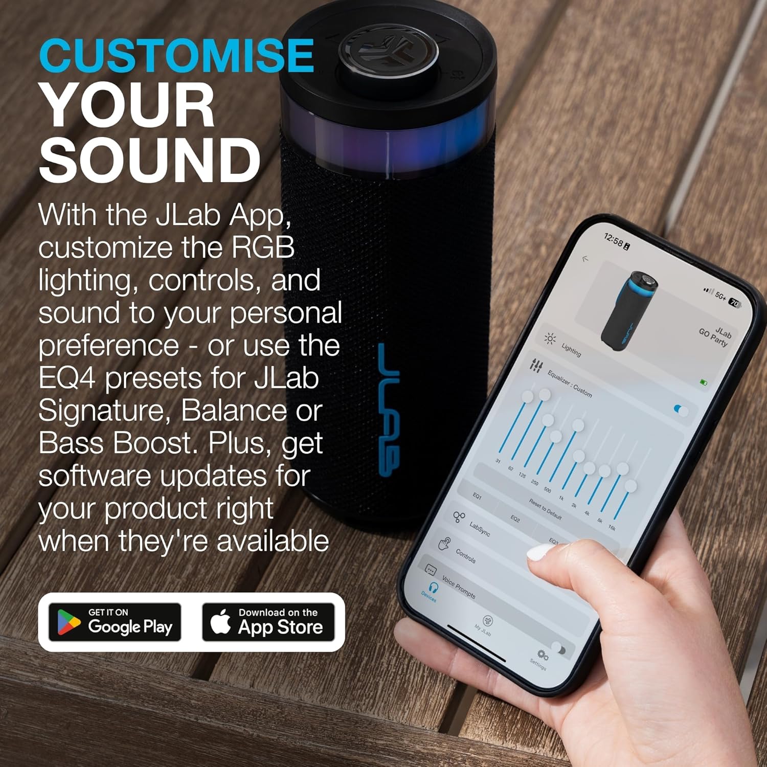Portable Bluetooth Party Speaker RGB Lights 16H Playtime IP56