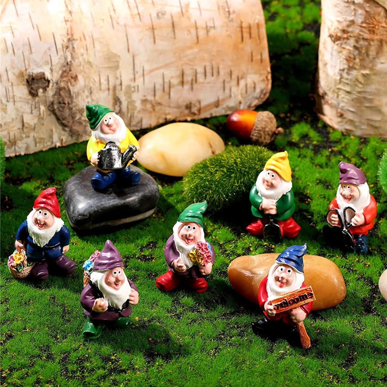7Pcs Mini Garden Gnomes Set Fairy Micro Landscape Resin Decor