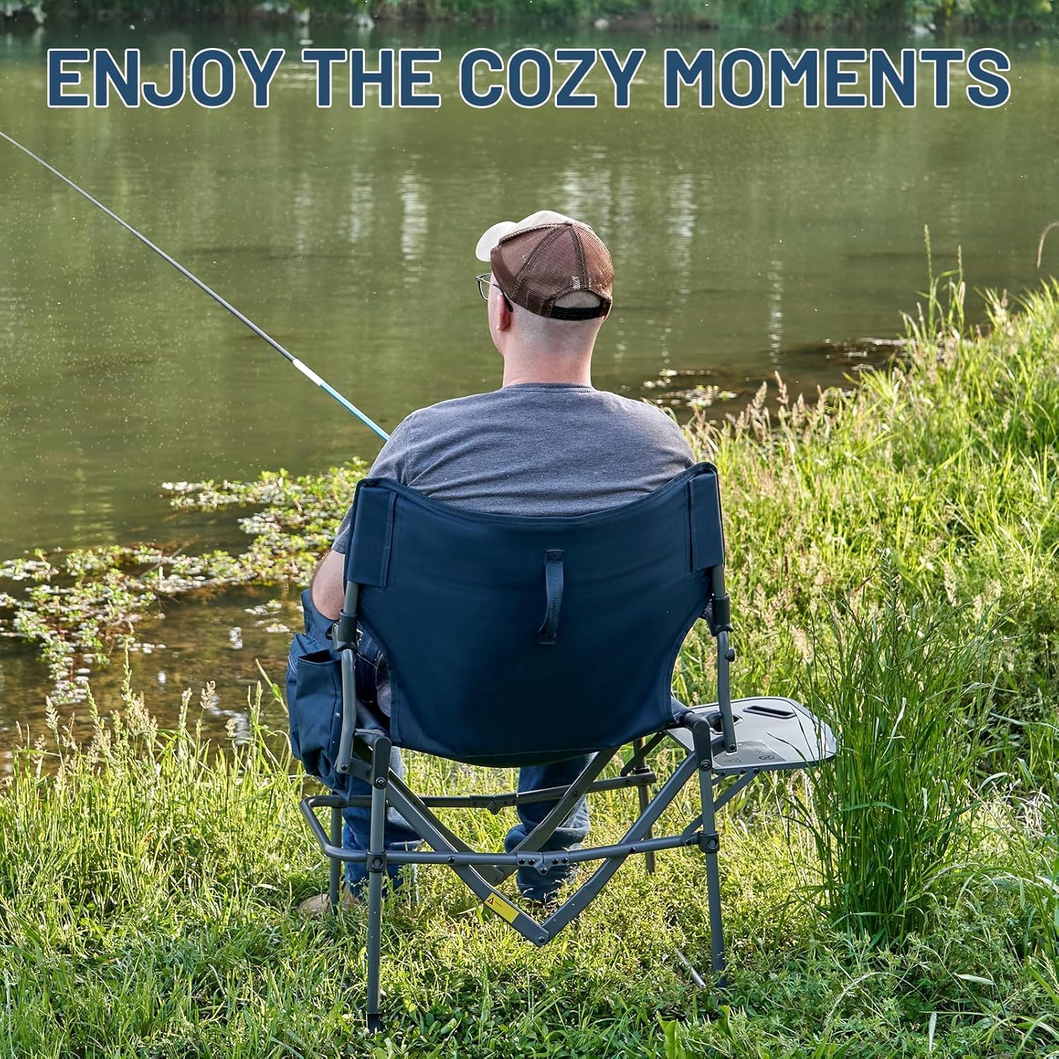2 Pack Heavy Duty Folding Directors Camping Chairs Blue
