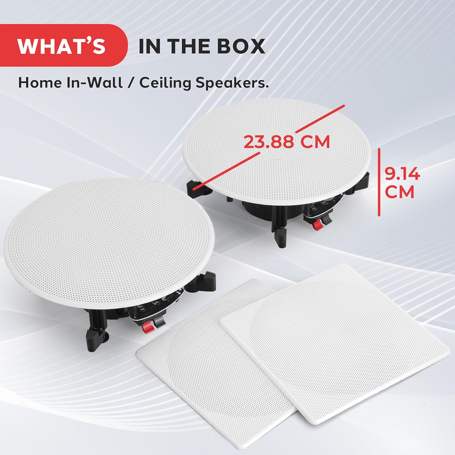 In Ceiling Wall Speakers 8 Inch 250W Flush Mount Stereo Pair