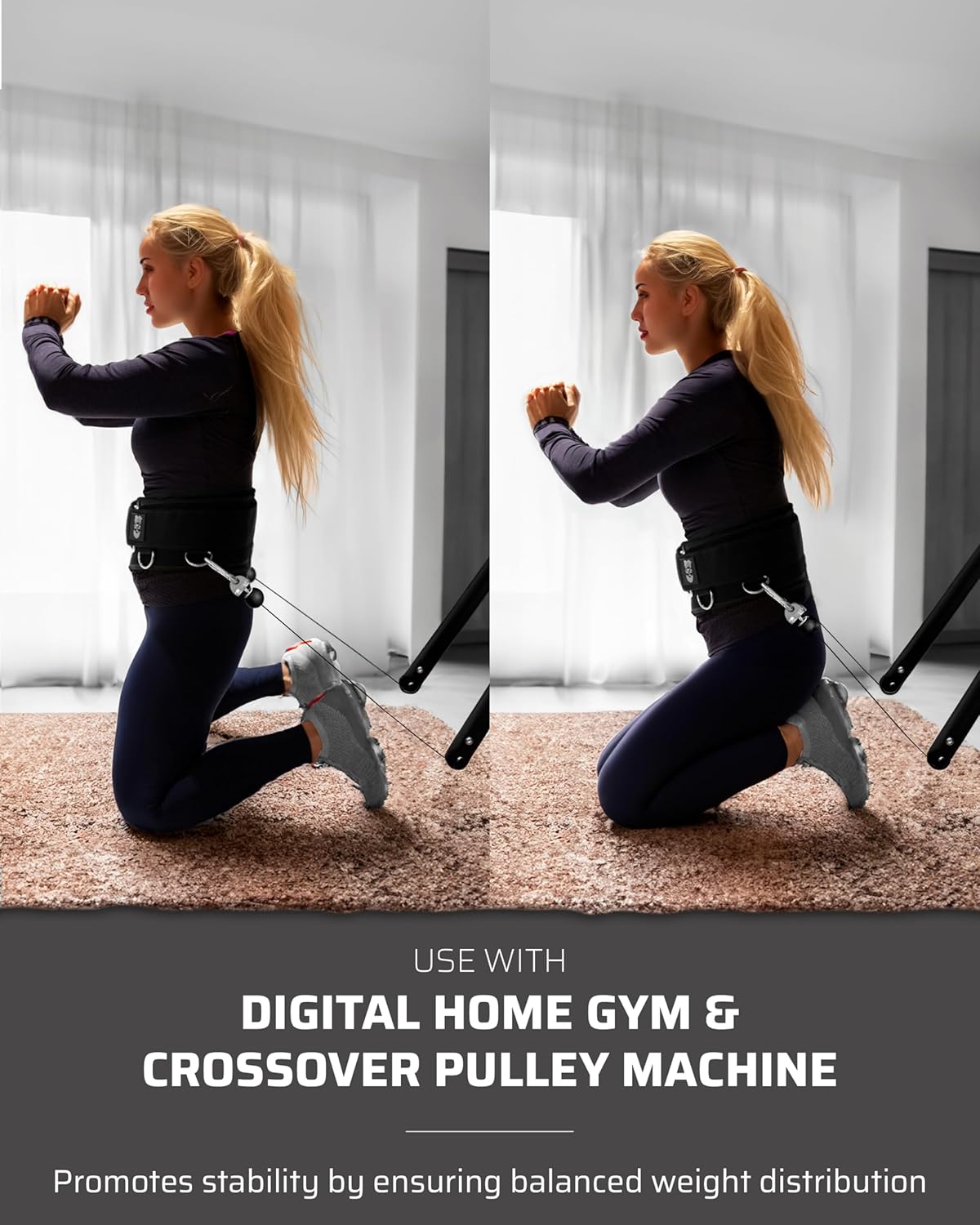 Cable Machine Squat Hip Thrust Belt Gym Attachment Adjustable