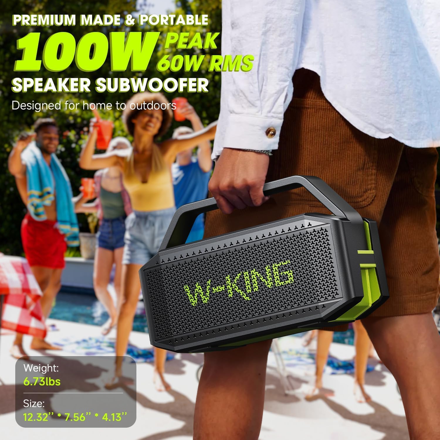 Bluetooth Speaker 100W Portable Loud Waterproof Bass 40H