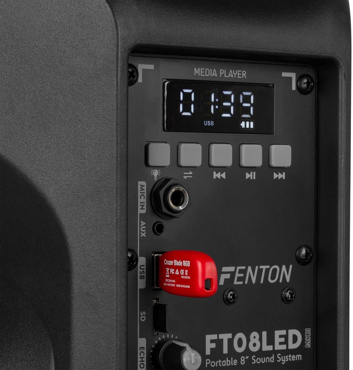 Portable PA Speaker 300W 8 Inch Bluetooth LED Wireless Mic