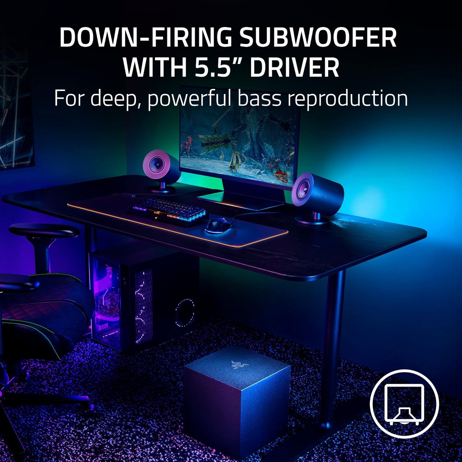 PC Gaming Speakers 2.1 Subwoofer THX Surround RGB Bluetooth