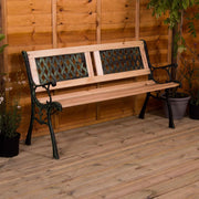 3 Seater Wooden Garden Bench Cast Iron Frame Patio Park Seat
