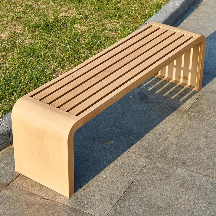 Weatherproof Garden Bench Backless Outdoor Patio Seat Steel Frame 100cm