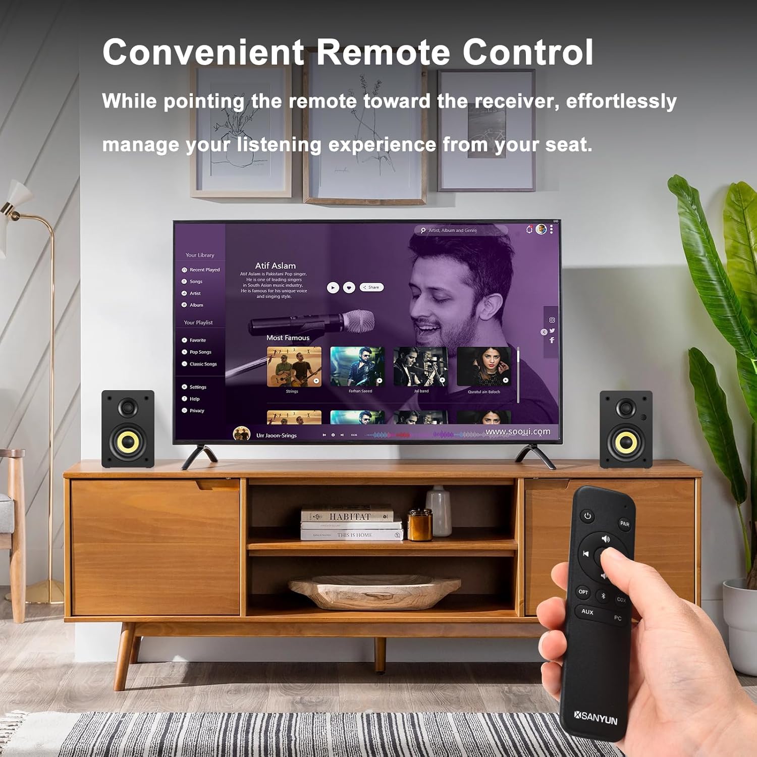 80W Bluetooth Bookshelf Speakers HiFi Studio Monitor USB DAC Optical TRS