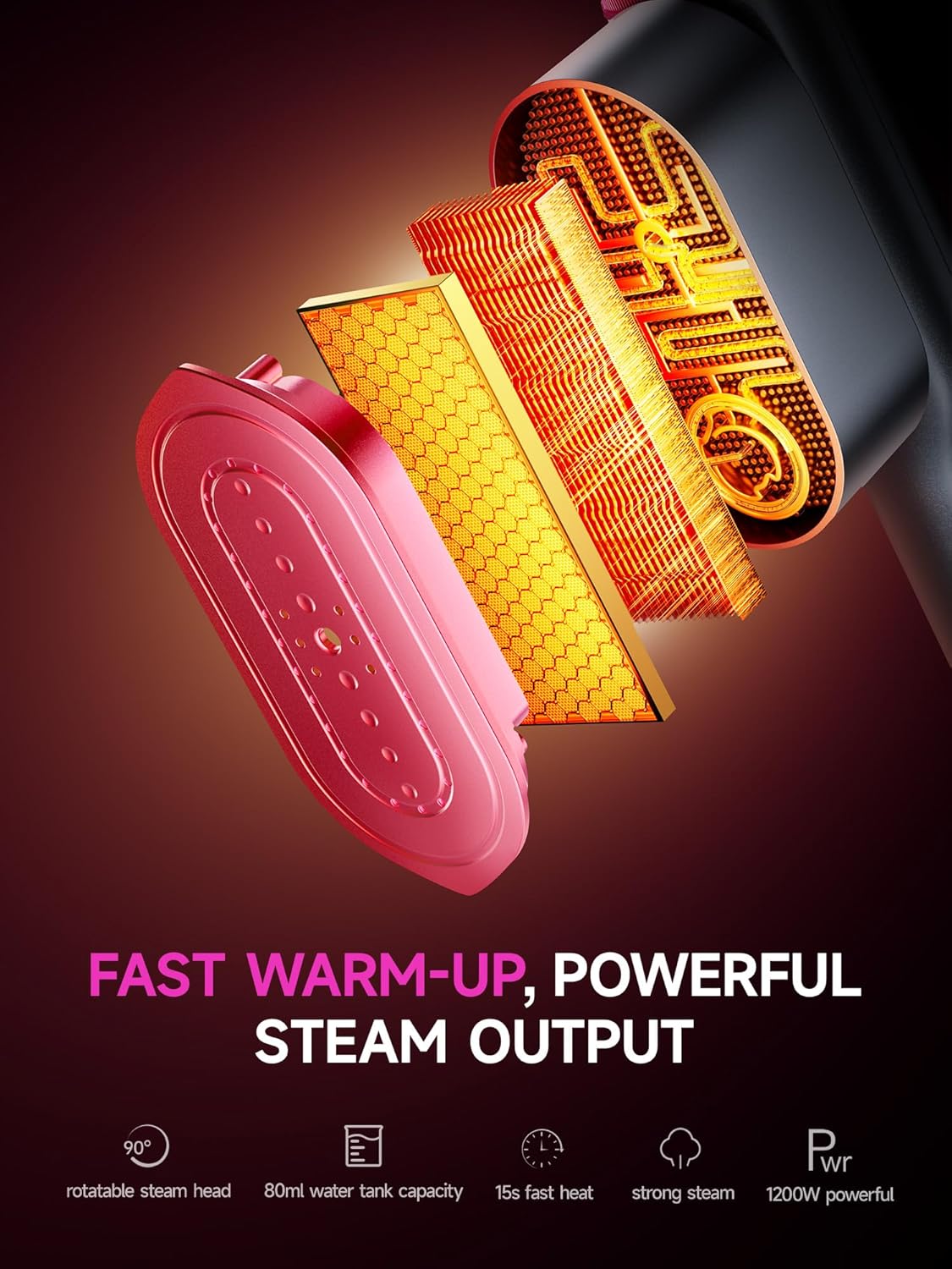 2 in 1 Clothes Steamer Iron 1200W Fast Heat 7 Modes Portable