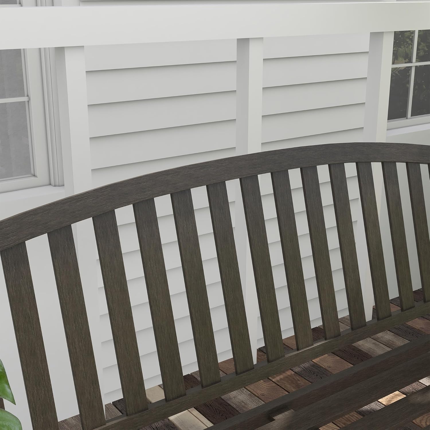 2 Seater Metal Garden Bench Outdoor Patio Seat w/Armrests