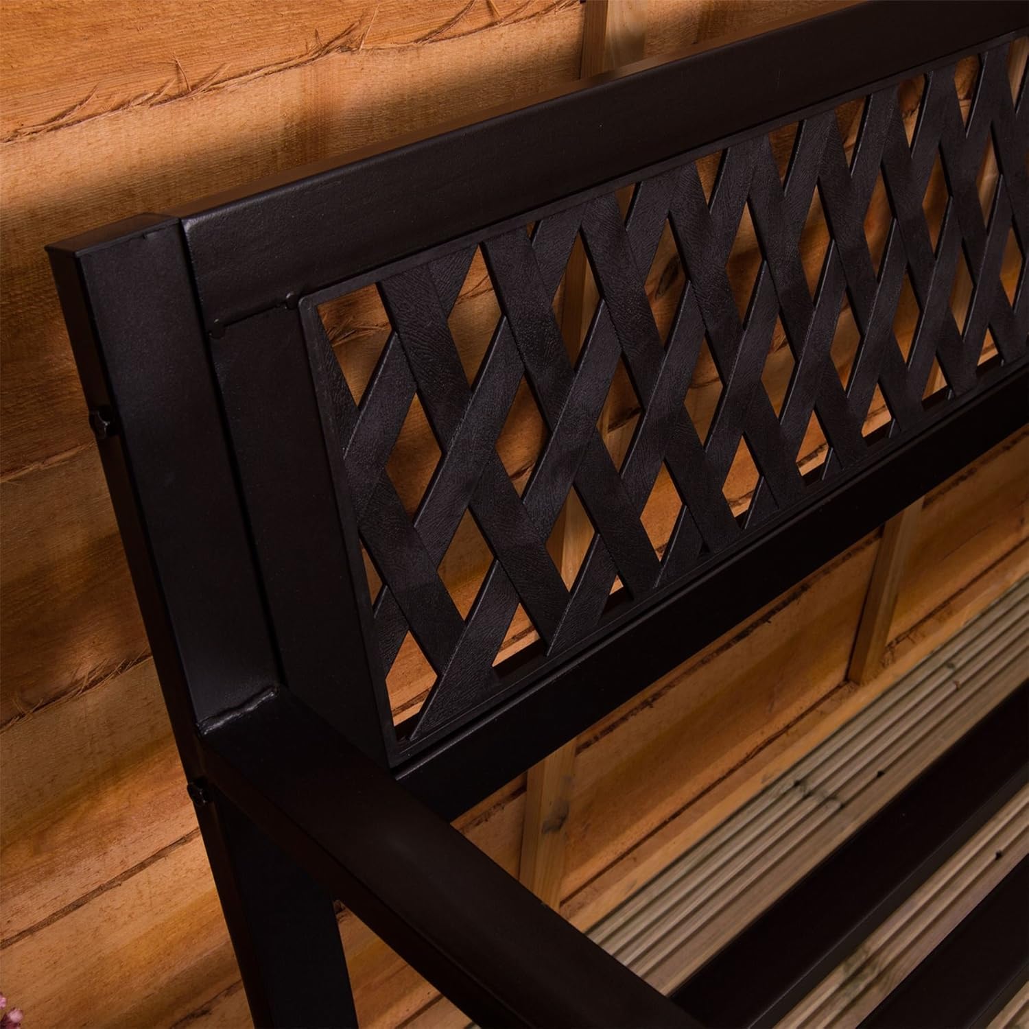 3 Seater Metal Garden Bench Lattice Outdoor Patio Park Seat