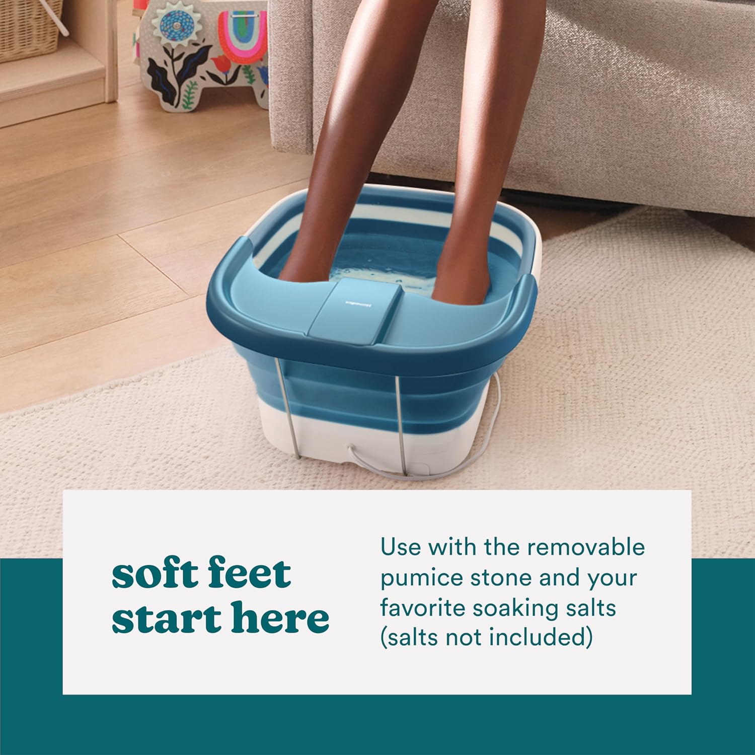 Foldable Foot Spa Bath Bubble Massage Heat Pumice Stone Tub