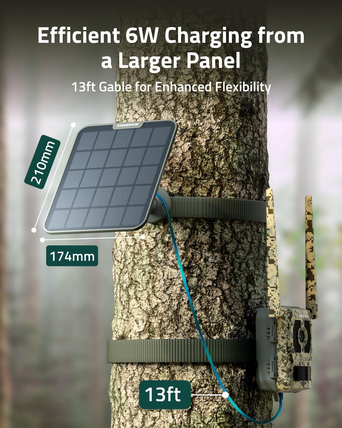 6W Solar Panel for Wildlife Trail Camera IP65 Outdoor Charger