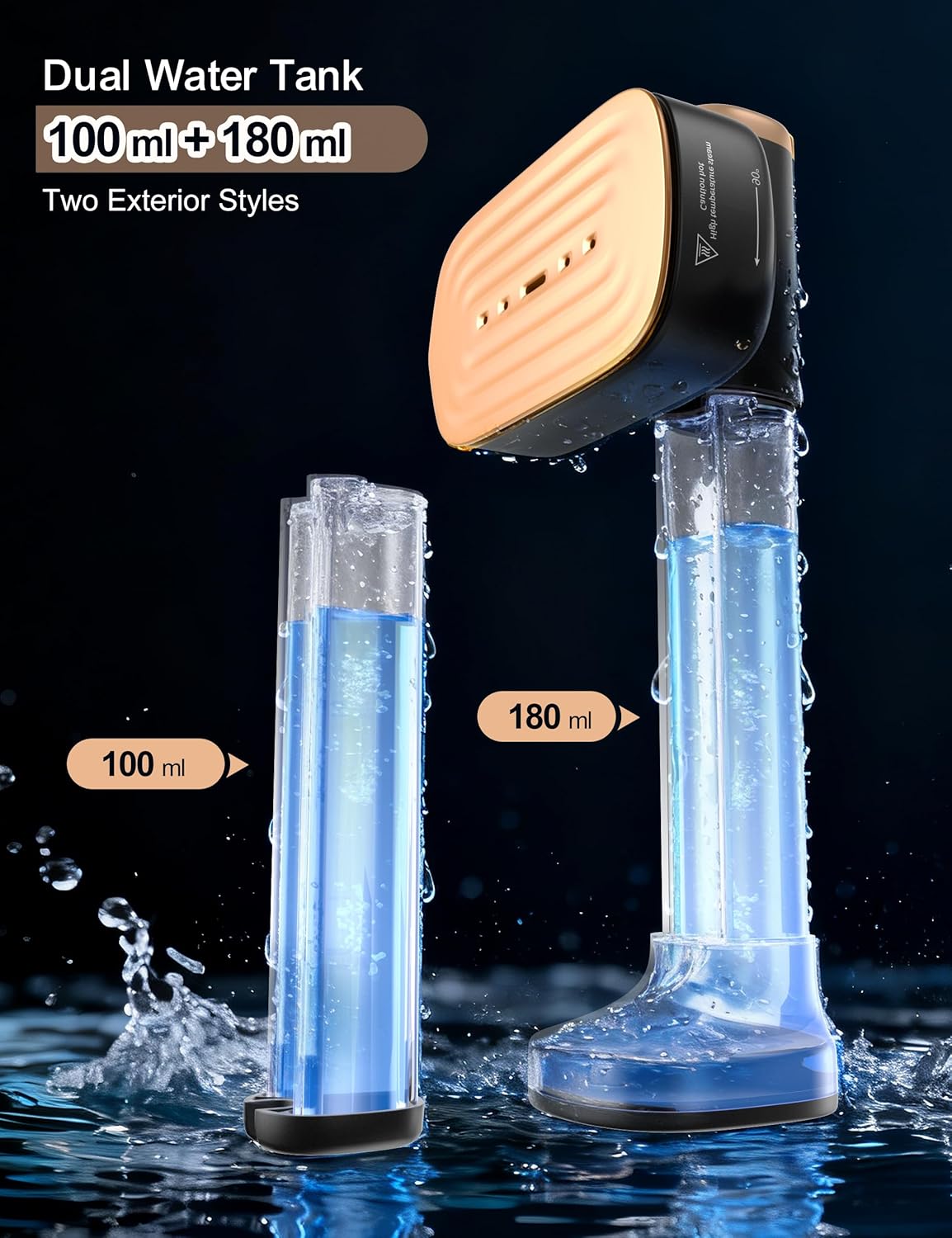 2in1 Portable Clothes Steamer Iron 1200W Fast Heat LED 280ml Tank