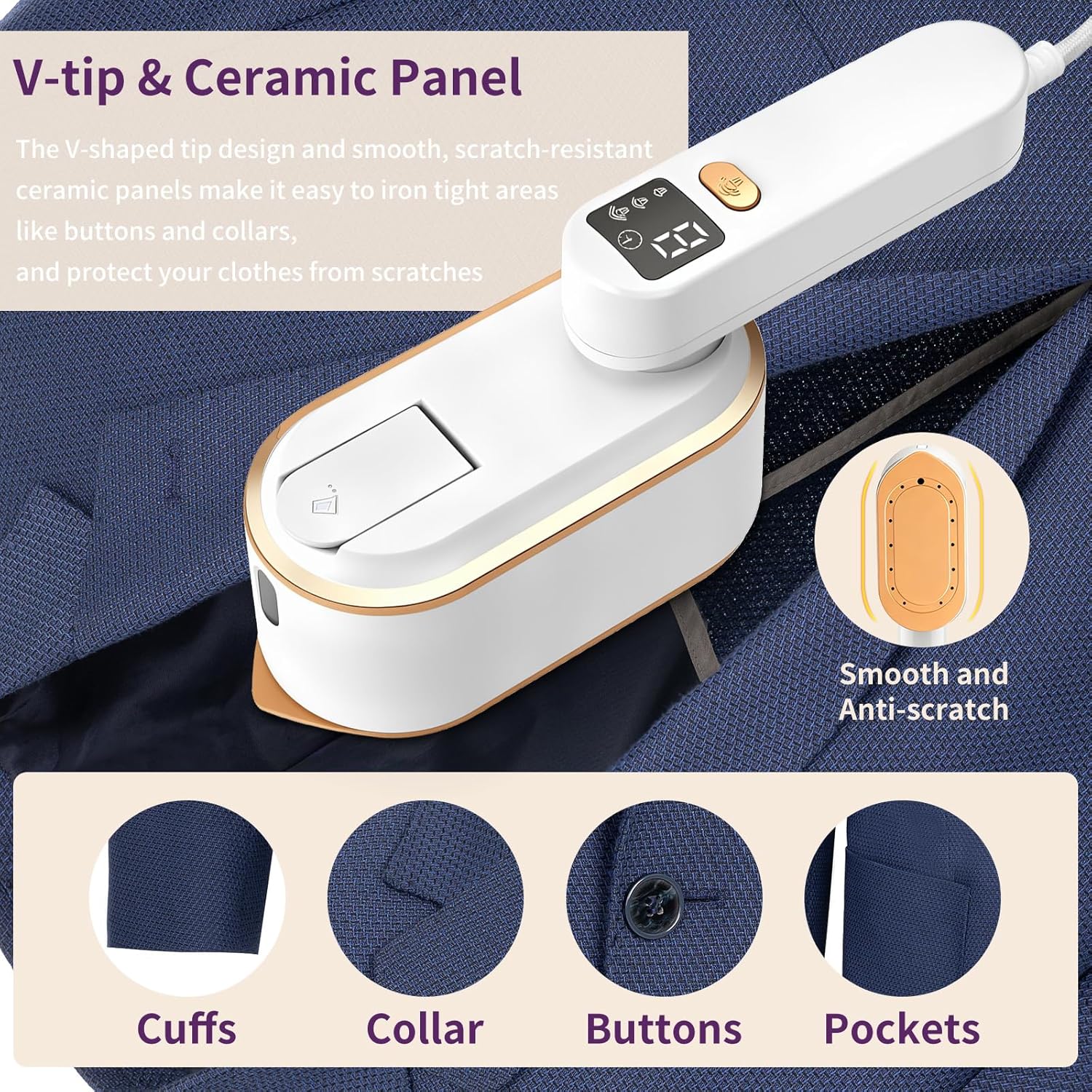 2in1 Travel Garment Steamer Iron 1200W 10s Heat LED Foldable