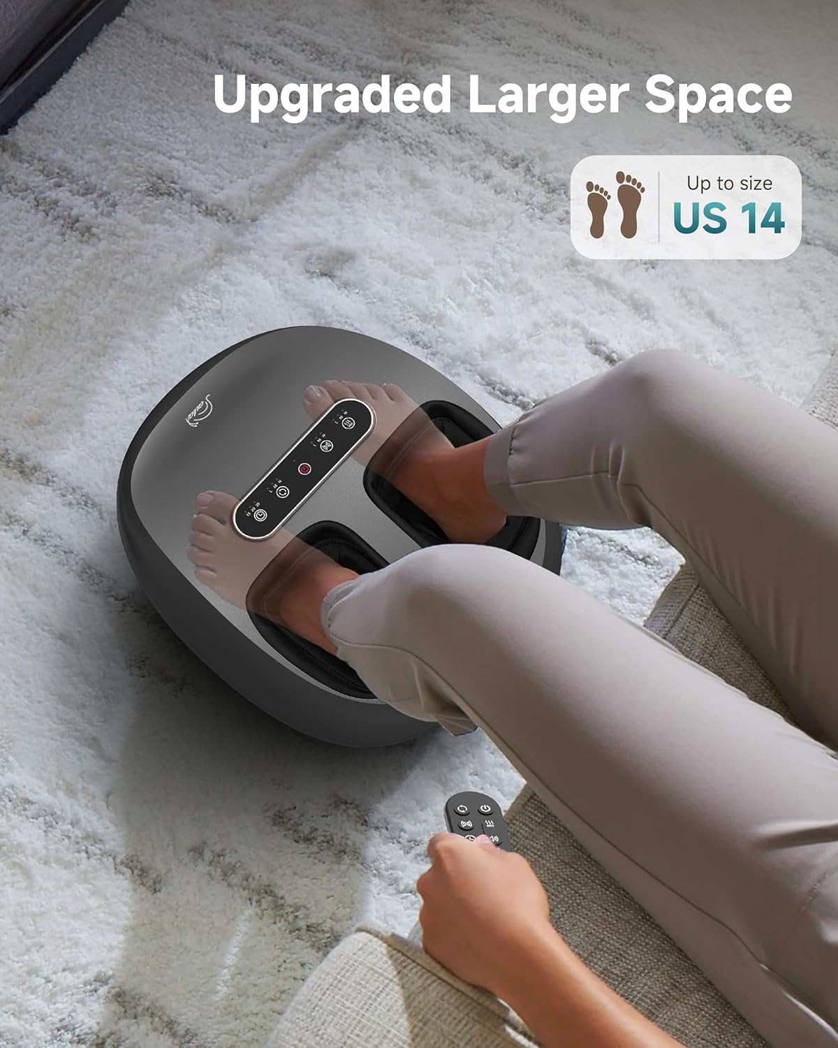 Shiatsu Foot Massager Heat Compression Remote 3 Levels Deep Kneading