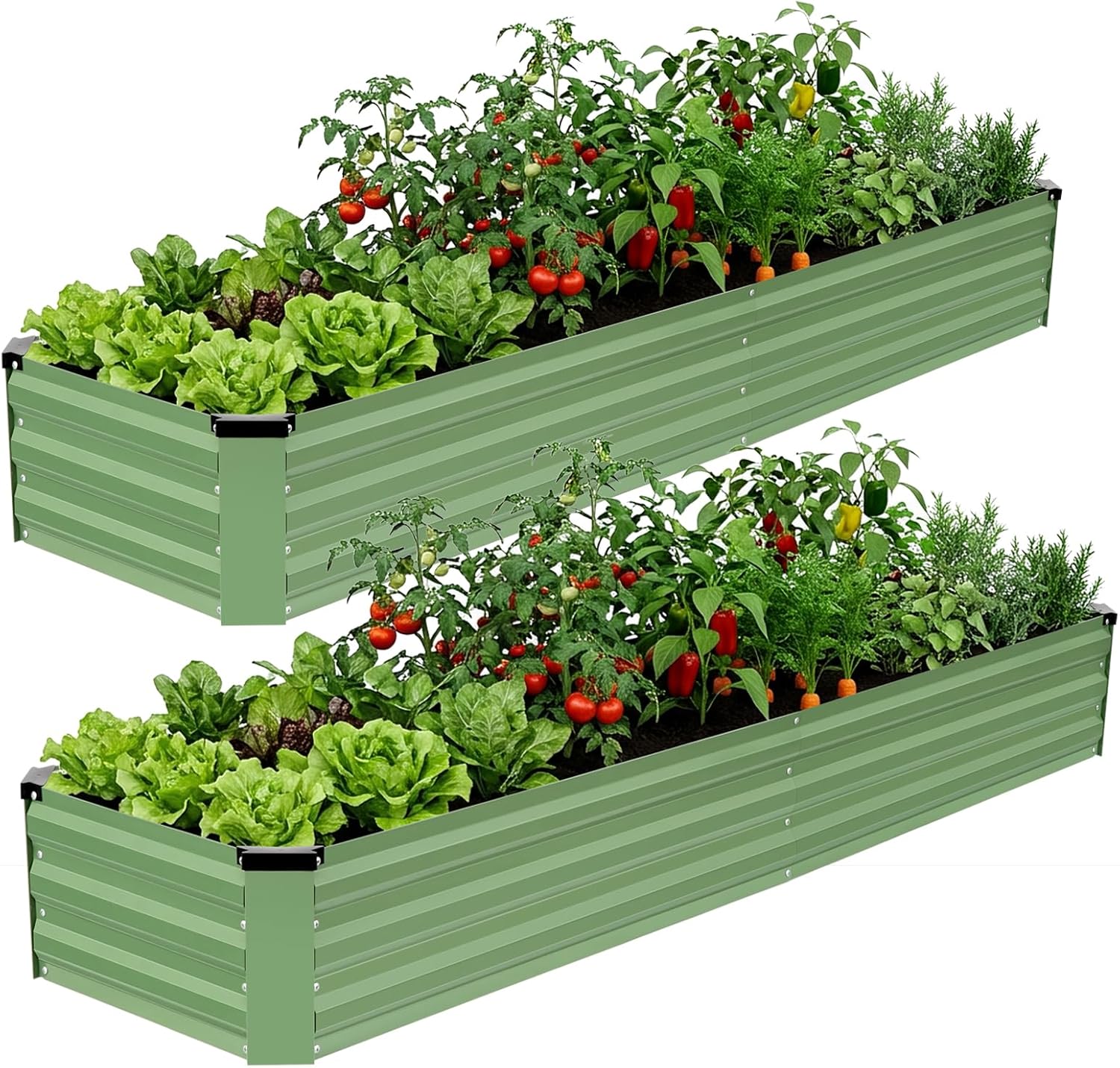 Metal Raised Garden Bed 8x2ft Set 2 Outdoor Planter Steel Kit