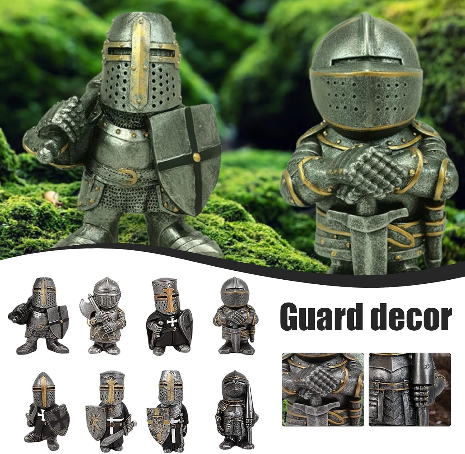 Knight Gnome Statue Resin Garden Guardian Decor Outdoor