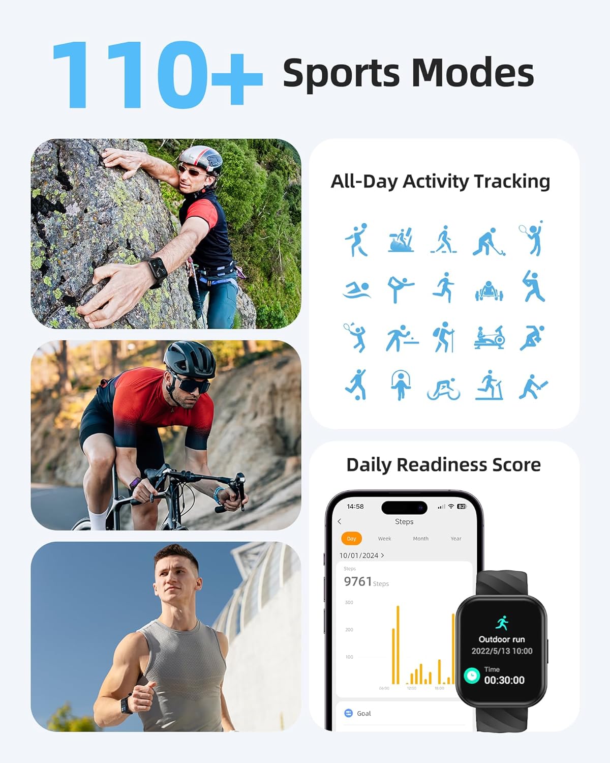 Swimming Smart Watch 100 Sports 5ATM Sleep Tracker