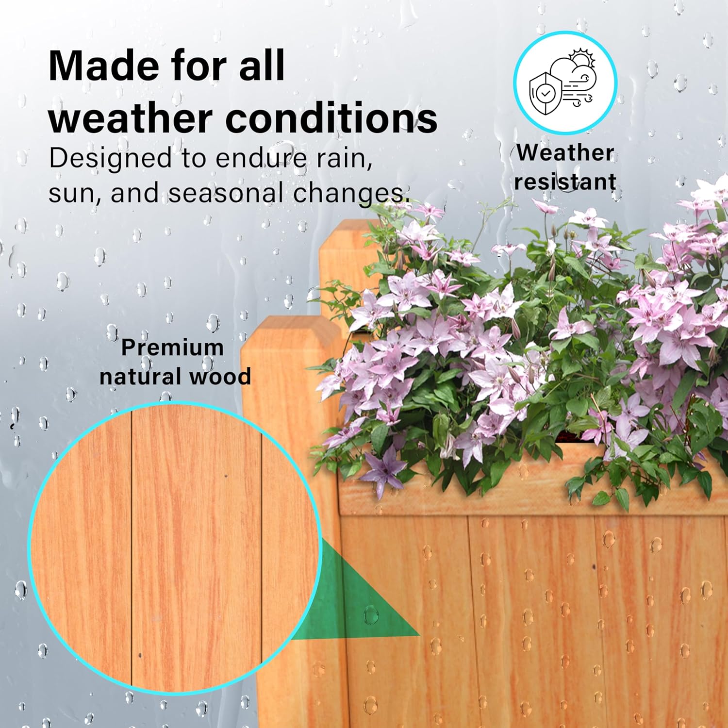 Set of 2 Extra Large Wooden Garden Planters 90cm Natural