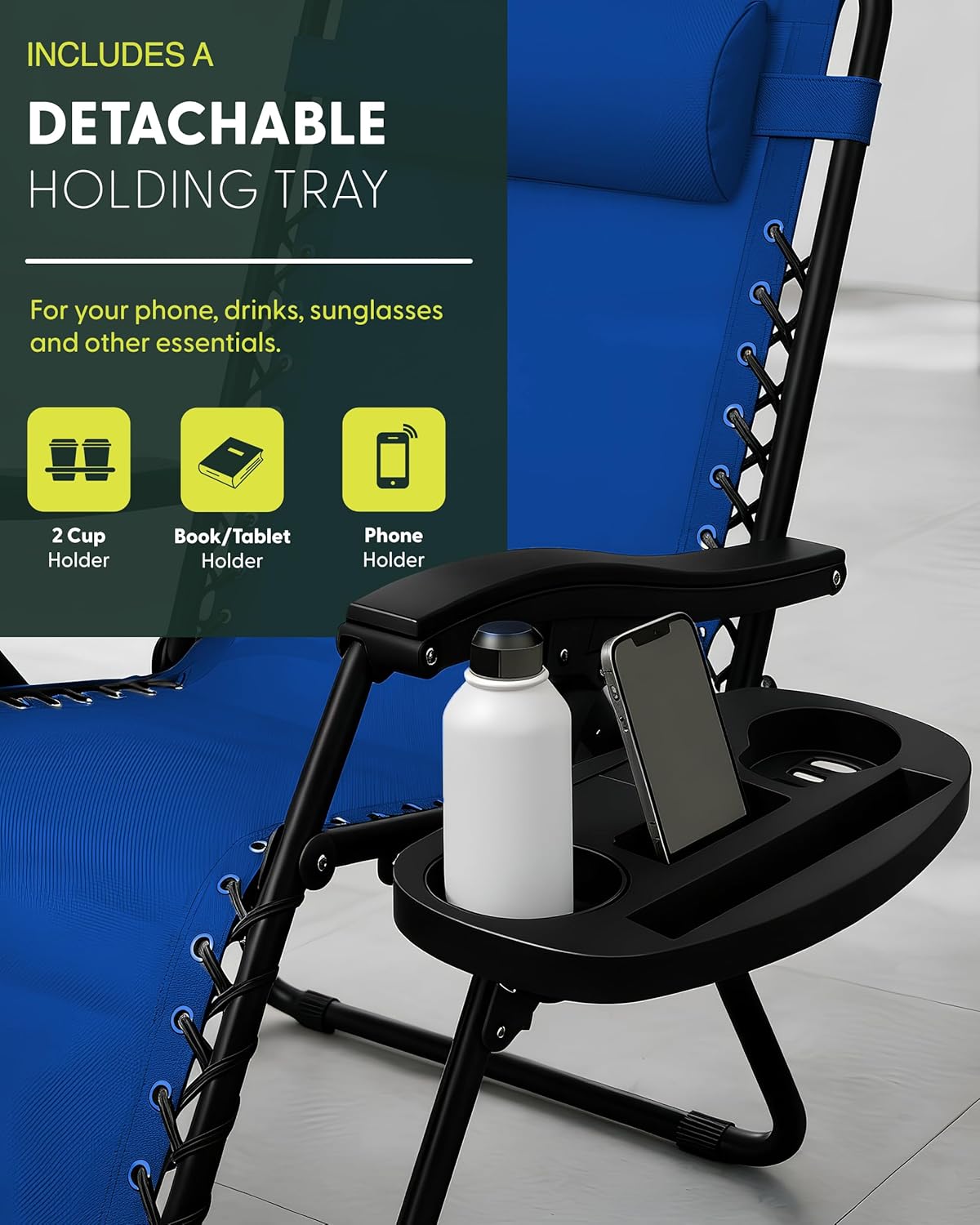 Set of 2 Foldable Zero Gravity Garden Chairs Dark Blue