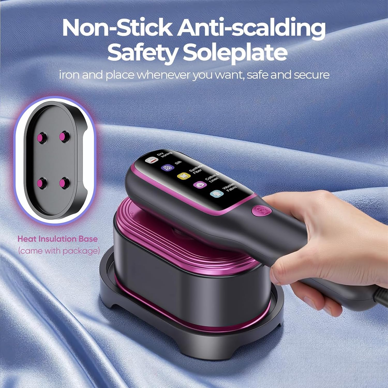 Travel Garment Steamer 1200W 2in1 15s Heat LED Foldable Iron