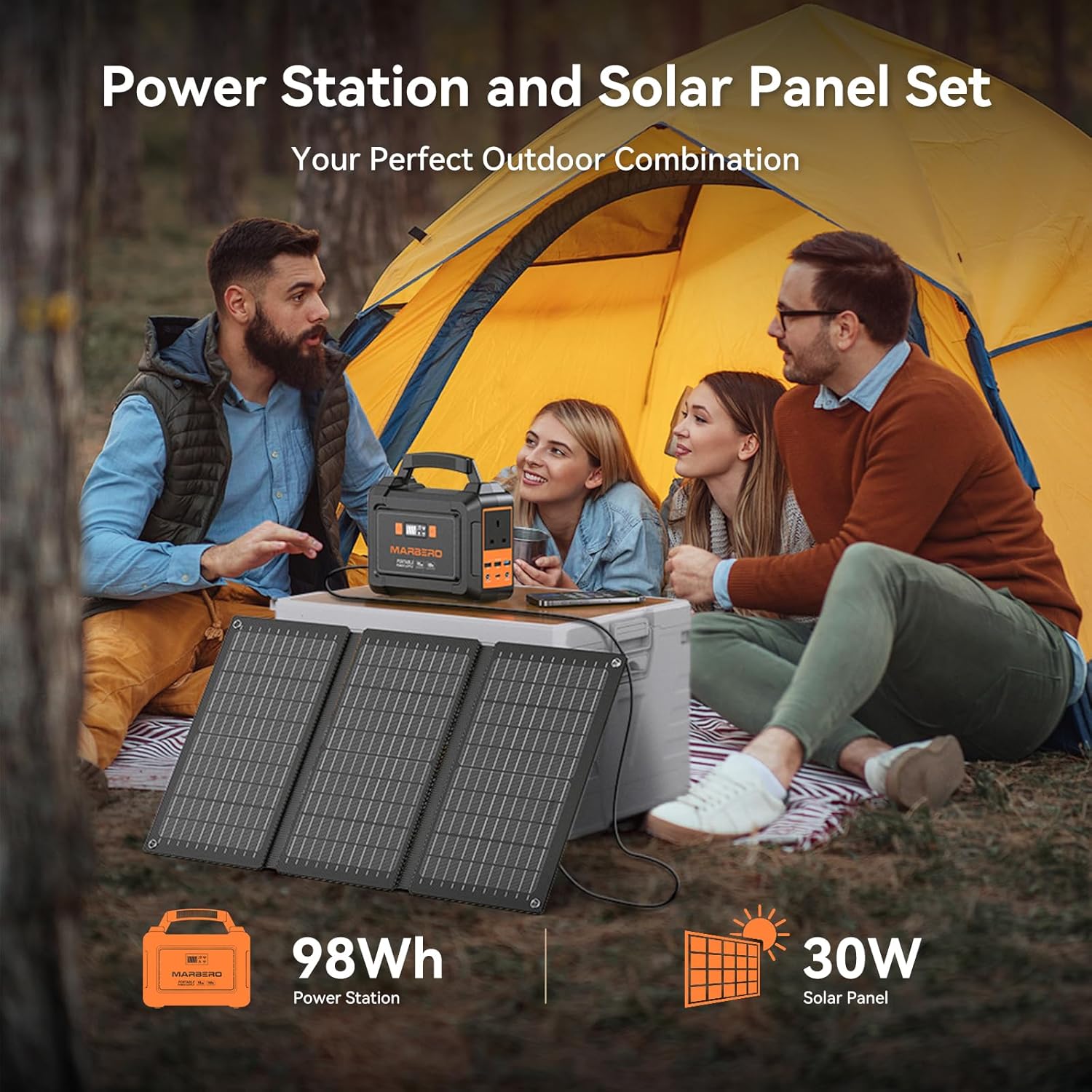 98Wh Portable Power Station With 30W Solar Panel 150W