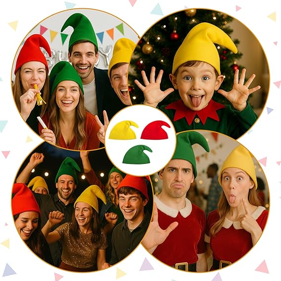 3PCS Gnome Hat Set Santa Costume Cosplay Party Christmas Hats