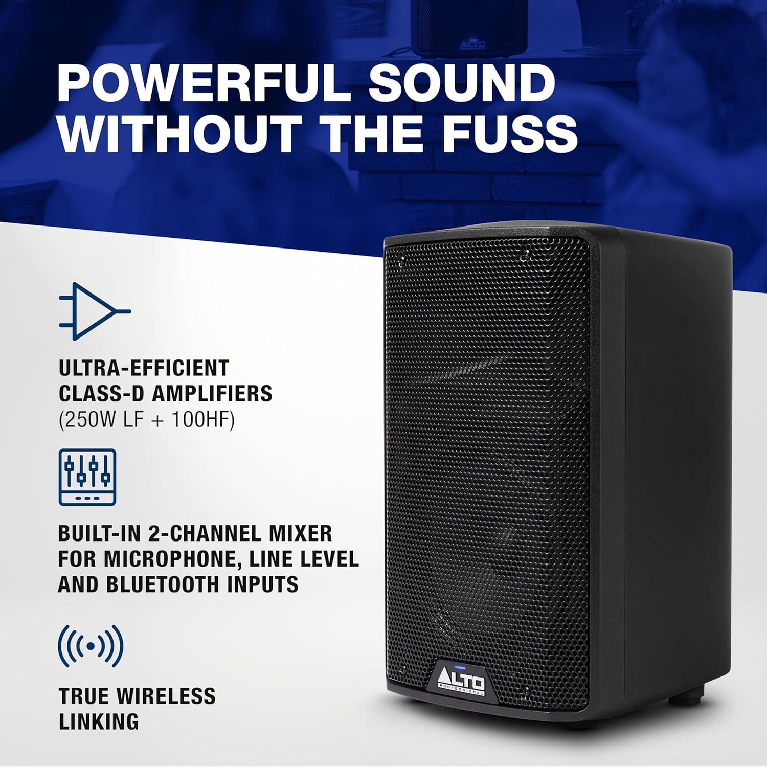 Powered PA Speaker 350W 10 Inch Bluetooth DJ Monitor