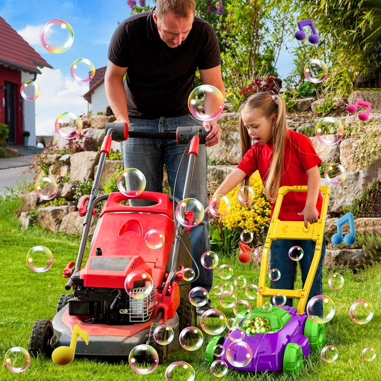 Bubble Lawn Mower 5000 Kids Push Outdoor Toy Gift Set