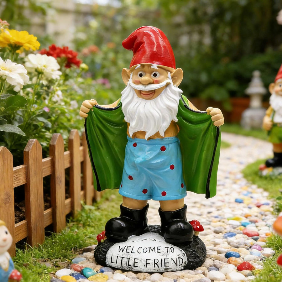 Large Garden Gnome Statue 21cm Resin Outdoor Yard Decor Figurine