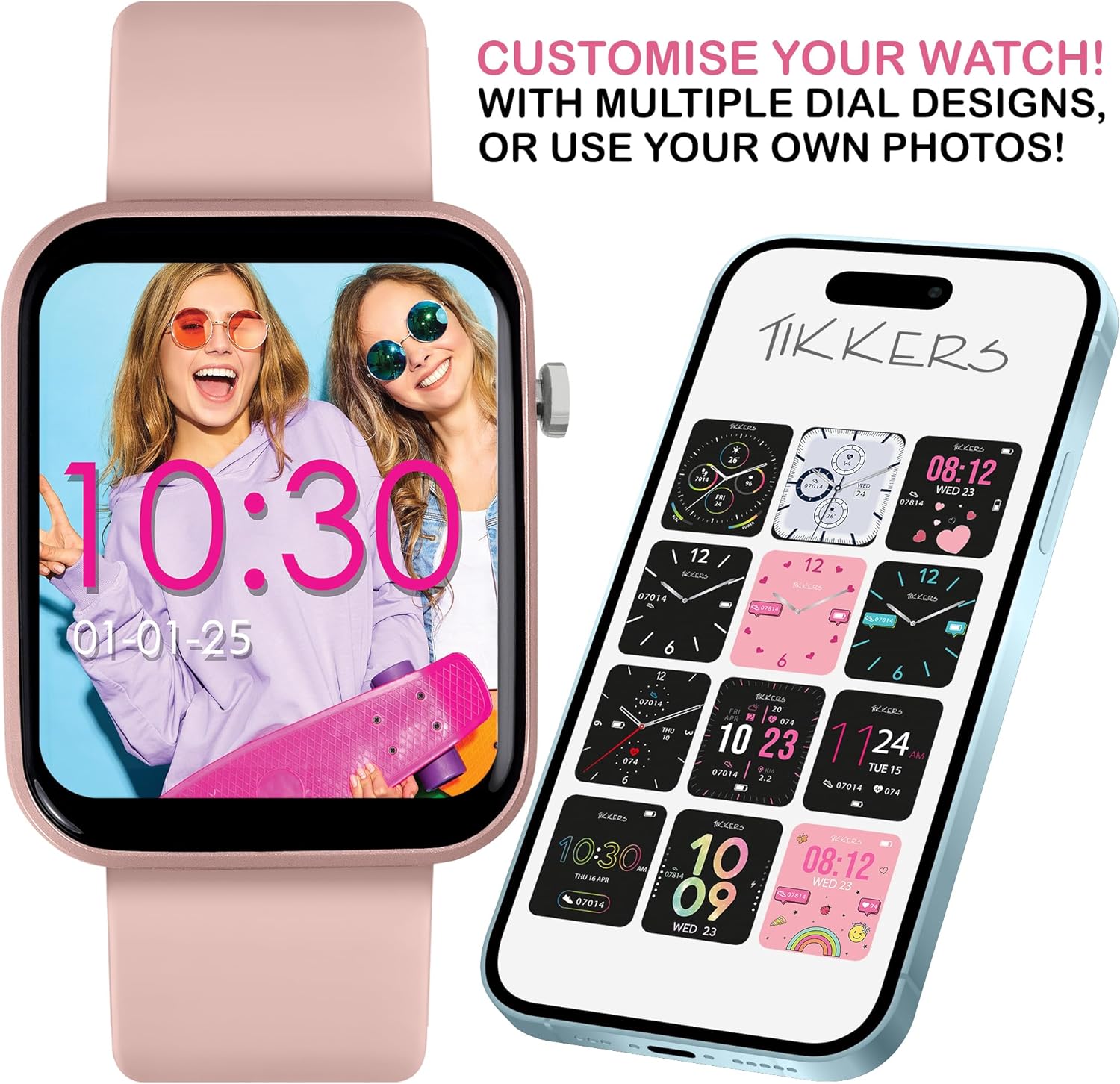 Kids Smart Watch and Earbuds Set Pink Strap