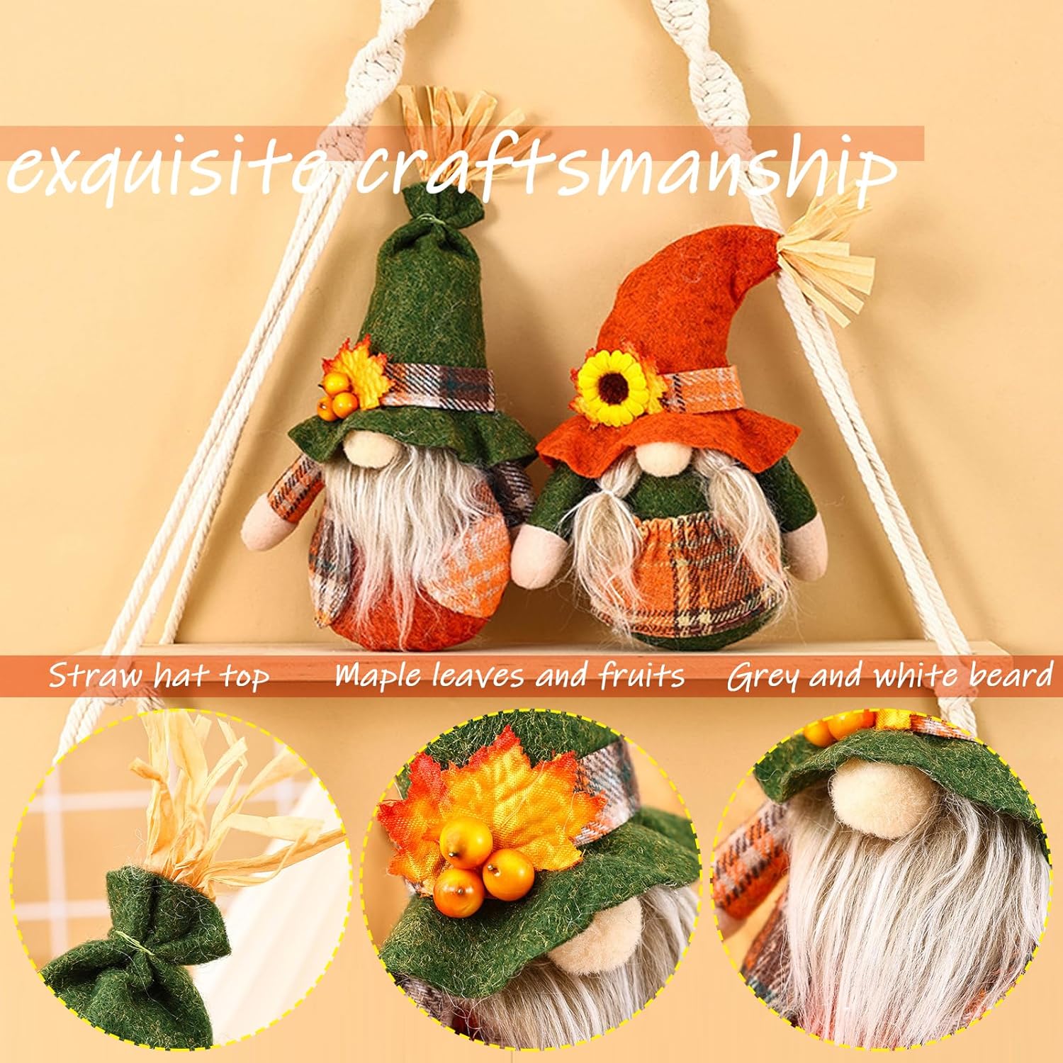 Autumn Gnome Decor Set Fall Harvest Gonk Sunflower Maple Home