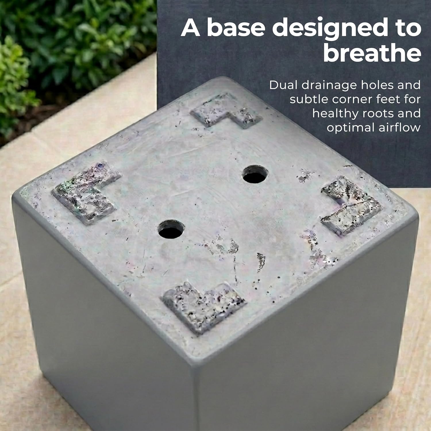 50cm Large Square Planter Grey Stone Effect Garden Tree Pot