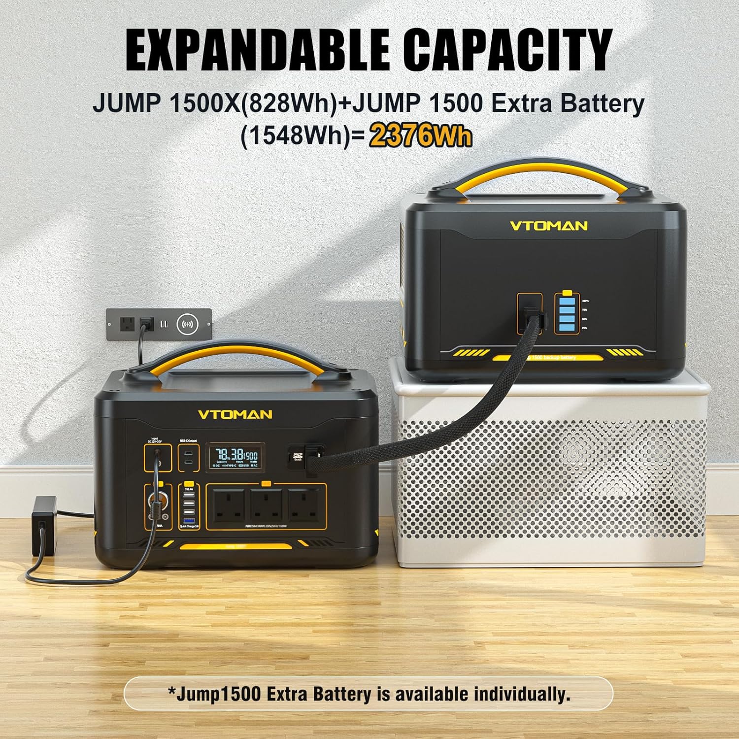 1500W Portable Power Station 828Wh LiFePO4 Solar Generator 110W Panel