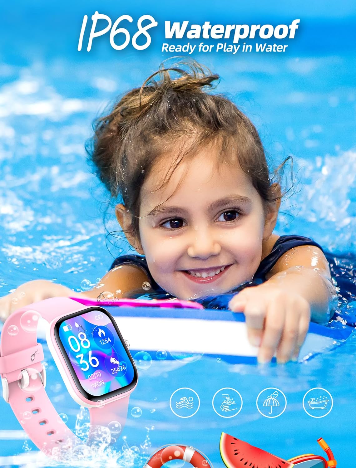 Kids Fitness Smart Watch Pink Heart Sleep Tracker