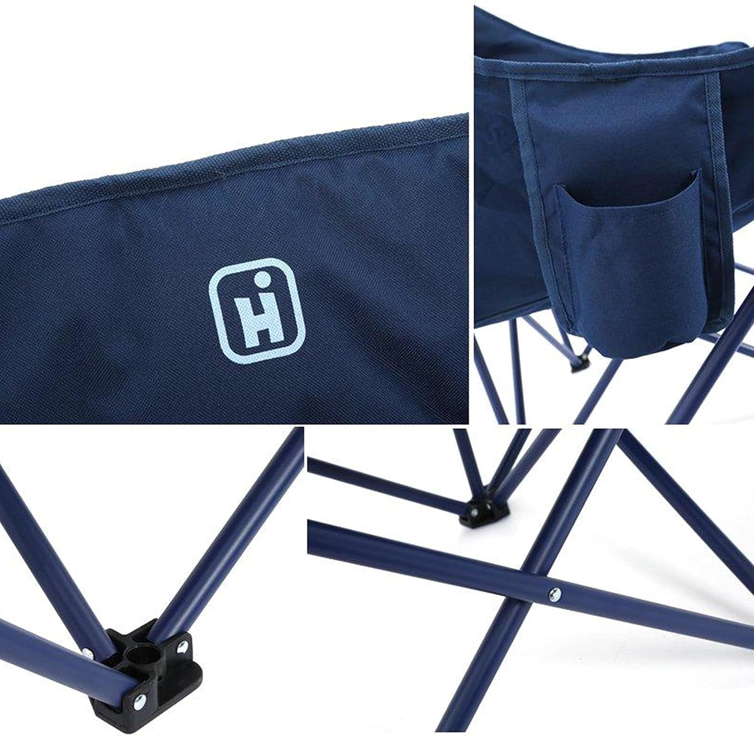 Double Quilted Camping Chair for 2 Folding Blue Seat