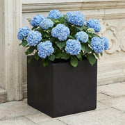 30cm Black Square Planter Stone Effect Garden Pot Drainage