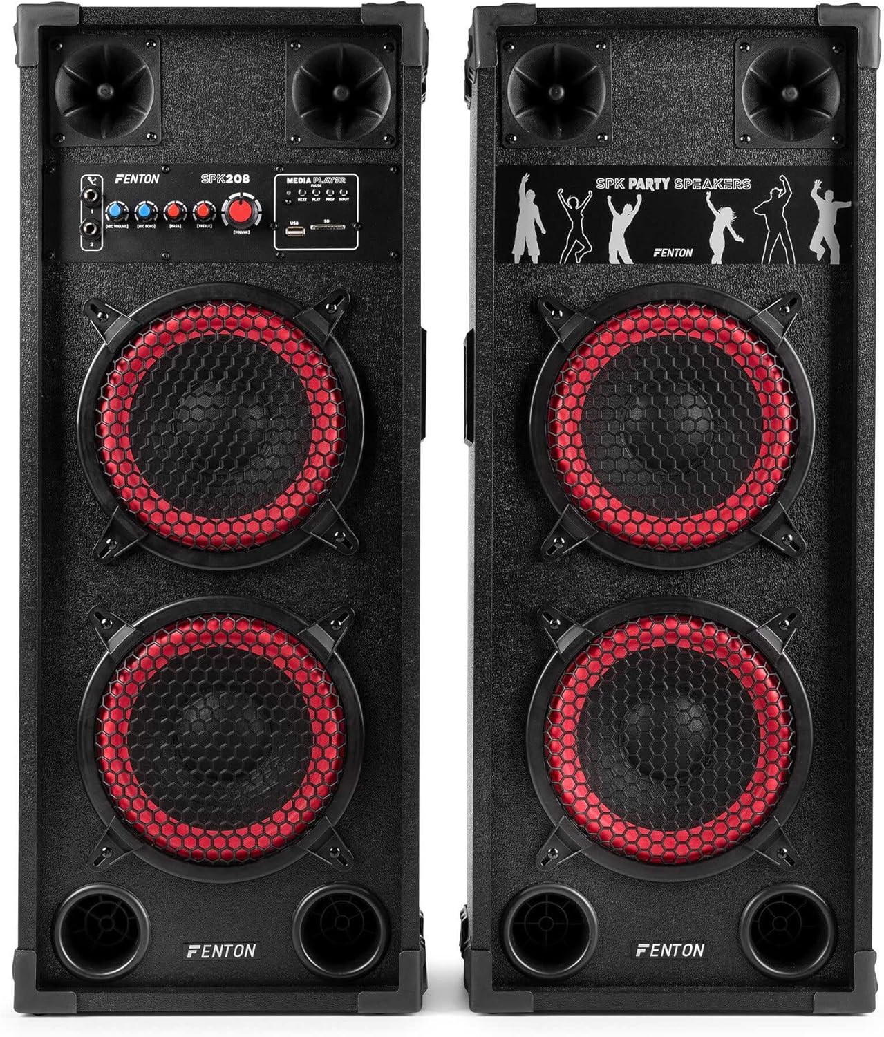 Active Party Speakers 800W Pair Bluetooth DJ Karaoke